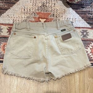 Wrangler Neutral Beige Frayed Hem Denim Shorts